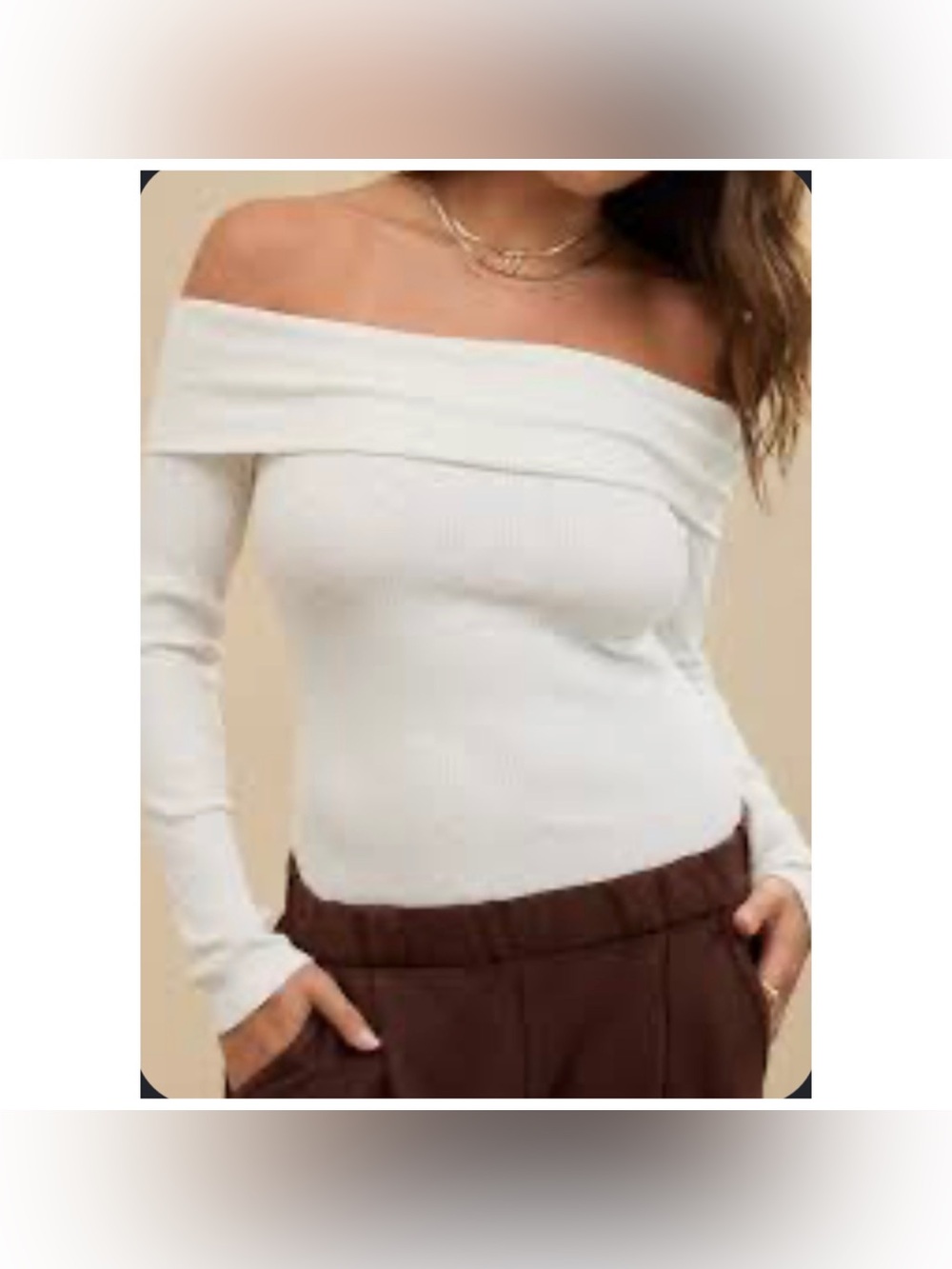 American Eagle Off-the-Shoulder Ribbed Top White